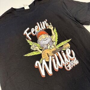 Unisex Feelin Willie Good T-Shirt Large Black Willie Nelson Graphic Humor Tee